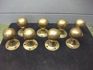 4 Pairs Brass Ball Door Knobs 1 3/4 " Dia Ball