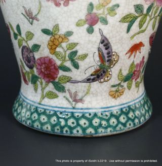 ANTIQUE CHINESE HAND - PAINTED 100 BUTTERFLY & FLORAL VASE QING DYNASTY 6