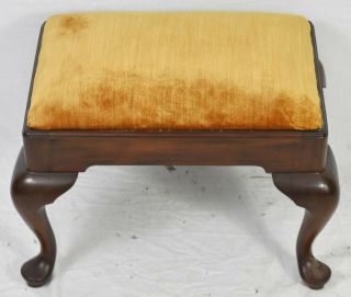Henkel Harris Mahogany Queen Anne Style Foot Ottoman Foot Stool Bench Chair Seat