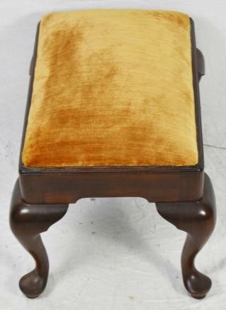 Henkel Harris Mahogany Queen Anne Style Foot Ottoman Foot Stool Bench Chair Seat 2