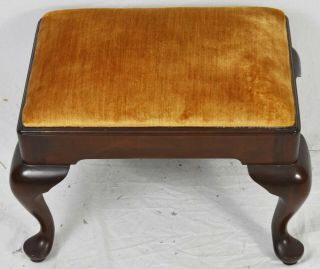 Henkel Harris Mahogany Queen Anne Style Foot Ottoman Foot Stool Bench Chair Seat 3