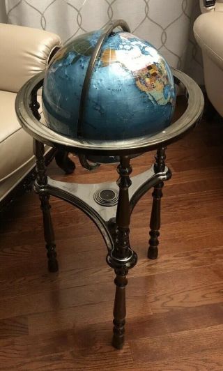 ALEXANDER KALIFANO Mother of Pearl Gemstone Inlayed Standing Globe 35 