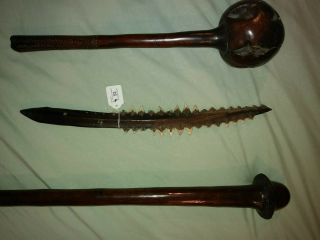 3 Classic Pacific Islands Oceanic Weapons. .  circa 1820 - 1850/60. 10