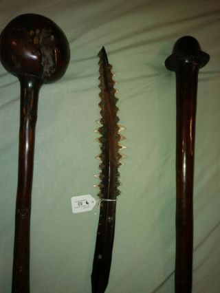 3 Classic Pacific Islands Oceanic Weapons. .  circa 1820 - 1850/60. 7