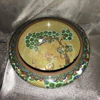 Antique Chinese Cloisonné Flower Bowl,  With Wear And Age