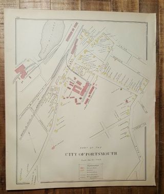 Antique MAP - PART 1 OF THE CITY OF PORTSMOUTH - N.  HAMPSHIRE - 1892 ATLAS 4