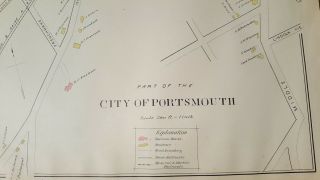 Antique MAP - PART 1 OF THE CITY OF PORTSMOUTH - N.  HAMPSHIRE - 1892 ATLAS 5