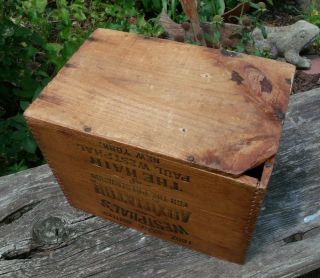 VINTAGE ADVERTISING WOODEN BOX WOOD OLD WESTPHAL NY HAIR TONIC GENERAL STORE 5