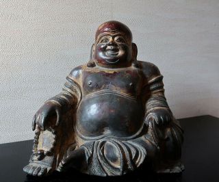Very Rare Chinese Antique Gilt Bronze Figure Of A Budai Ming Dynasty?