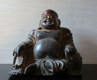 VERY RARE CHINESE ANTIQUE GILT BRONZE FIGURE OF A BUDAI MING DYNASTY? 2