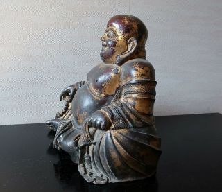 VERY RARE CHINESE ANTIQUE GILT BRONZE FIGURE OF A BUDAI MING DYNASTY? 6