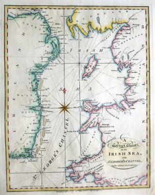 Chart Of The Irish Sea C1795 By John Malham Antique Engraved Map