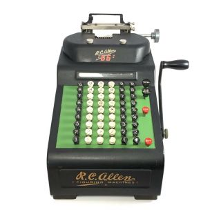 Antique RC ALLEN Model No.  66 ADDING MACHINE Vtg Hand Crank Calculator 2