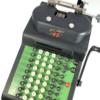Antique RC ALLEN Model No.  66 ADDING MACHINE Vtg Hand Crank Calculator 6