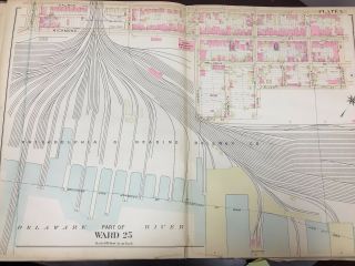1910 Philadelphia Reading Railroad Pa Delaware River - Salmon St Ward 25 Atlas Map