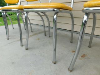 c1955 Completely Restored Retro Chrome Yellow Crackle Kitchen Table & 4 Chairs 10