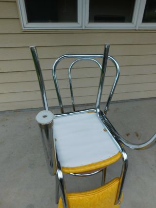 c1955 Completely Restored Retro Chrome Yellow Crackle Kitchen Table & 4 Chairs 11