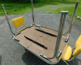 c1955 Completely Restored Retro Chrome Yellow Crackle Kitchen Table & 4 Chairs 12