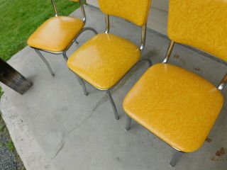 c1955 Completely Restored Retro Chrome Yellow Crackle Kitchen Table & 4 Chairs 7