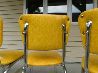 c1955 Completely Restored Retro Chrome Yellow Crackle Kitchen Table & 4 Chairs 9