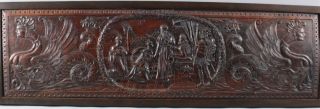 Antique 18thC Architectural Carved Wood Panel,  Winged Mermaids & Kings Court 2