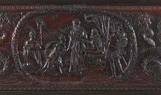 Antique 18thC Architectural Carved Wood Panel,  Winged Mermaids & Kings Court 4