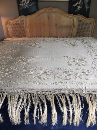 Antique Embroidered Chinese Piano Shawl 64 