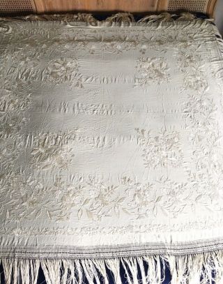 Antique Embroidered Chinese Piano Shawl 64 