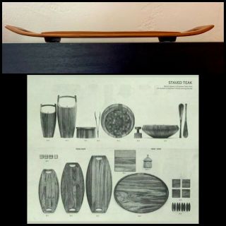 Dansk JHQ Quistgaard Staved Teak Wood Fjord Surfboard Serving Tray 802 MCM 24x12 12