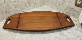 Dansk JHQ Quistgaard Staved Teak Wood Fjord Surfboard Serving Tray 802 MCM 24x12 9