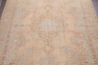 Antique MUTED Pale Peach Distressed Area Rug FADED Oriental Wool 10x13 4