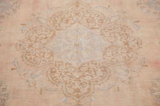 Antique MUTED Pale Peach Distressed Area Rug FADED Oriental Wool 10x13 5