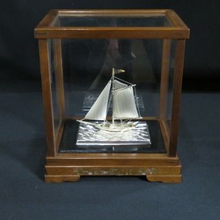 Japanese Antique Sterling Silver 950 Yacht Ship Japan 1