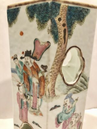 Antique 19th Century Chinese Porcelain Famille Rose Hexagon Hat Stand 9