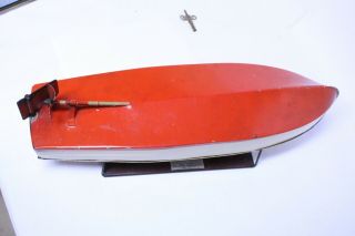 EARLY PREWAR LIONEL WIND UP LIONEL CRAFT SPEED BOAT W/ STAND & KEY 11