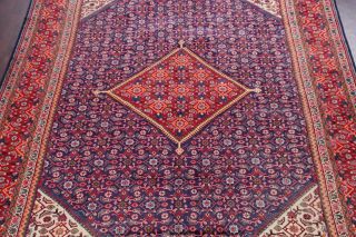 Vintage Geometric VIBRANT Navy Blue Mahal Oriental Area Rug Hand - Knotted 10x13 4