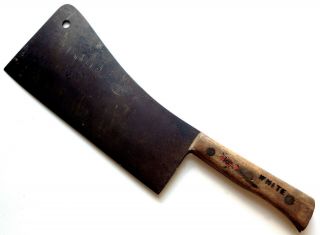 Big Vintage Antique L & I J White 12 Cleaver - Meat Butcher Kitchen Steel Blade