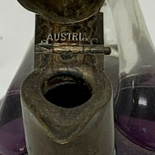 Antique Art Nouveau Hand Blown Glass & Brass DUCK DECANTER (15 Oz. ) Austria 7