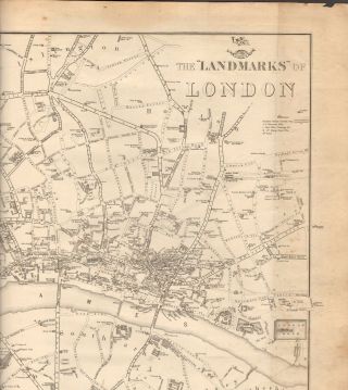 1863 Large Antique Map - Dispatch Atlas - Landmarks Of London