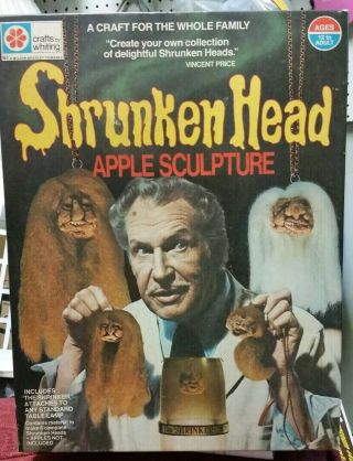 Vintage Milton Bradley 1975 Vincent Price Shrunken Head Apple Sculpture Kit