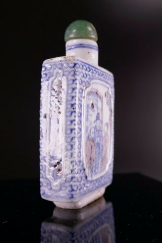 19th Century Chinese Porcelain Signed Blue & White w/ Iron Red Snuff Bottle 9