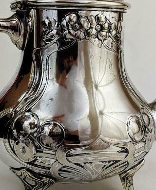 WMF? ART NOUVEAU SILVER PLATED TEAPOT c1900 ' s 3