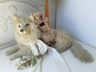 Lovely Antique white French loulou pajama dog,  lou lou,  pyjamas dog,  boudoir 8