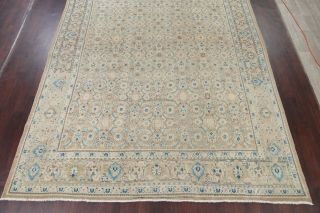 ANTIQUE MUTED BEIGE BLUE 9x12 Persian Oriental Hand - Knotted DISTRESSED WOOL Rug 3