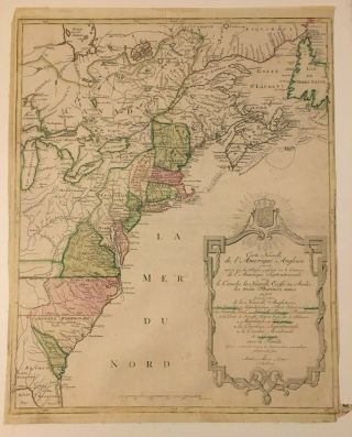 Map Of The Thirteen Colonies By Matthieu Albert Lotter Circa 1776 Engraving