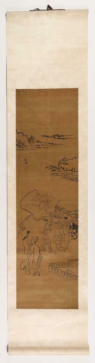 Sotheby’s Antique Chinese Painting Su Renshan (1814 - 1850) Figures In Landscape