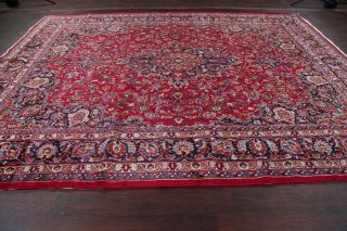 Vintage Traditional Floral RED Area Rug Hand - made Oriental Wool Carpet RED 10x13 6