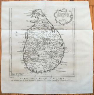 Bellin: Engraving Map Of Ceylon Sri Lanka 1774