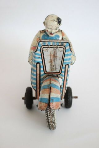 ANTIQUE 1930s Rare METTOY CLOWN MOTORCYCLE Wind Up Tin Litho Toy 3
