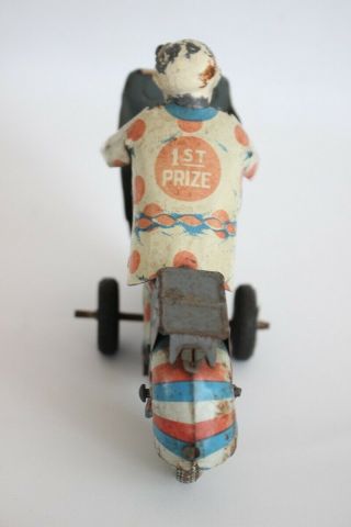 ANTIQUE 1930s Rare METTOY CLOWN MOTORCYCLE Wind Up Tin Litho Toy 5